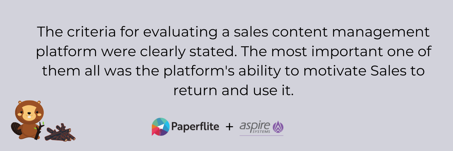 a case study infographic of how aspire systems solved its content problem using Paperflite, a sales enablement platform