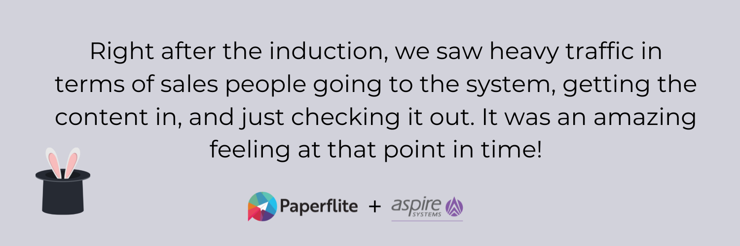 a case study infographic of how aspire systems solved its content problem using Paperflite, a sales enablement platform