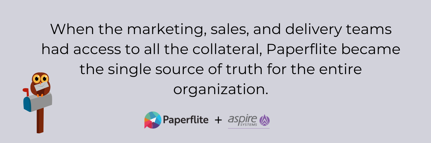 a case study infographic of how aspire systems solved its content problem using Paperflite, a sales enablement platform