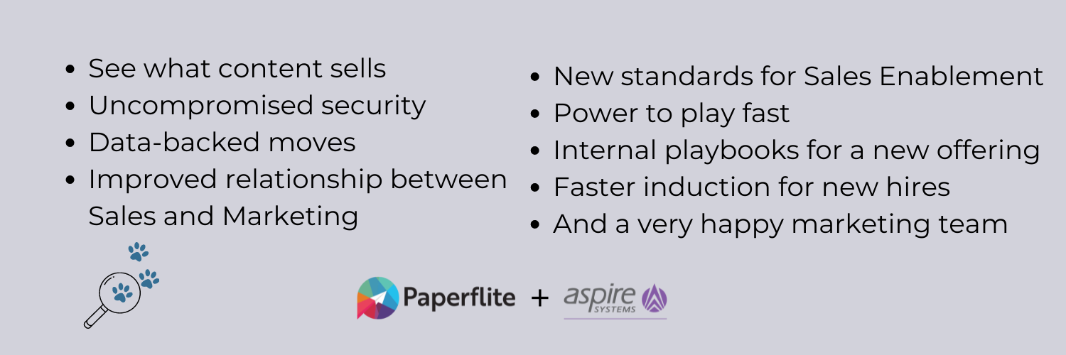 a case study infographic of how aspire systems solved its content problem using Paperflite, a sales enablement platform